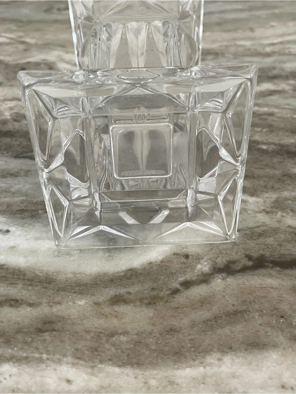 Vintage PartyLite Quad Crystal Square Pedestal Pillar Candle Holder